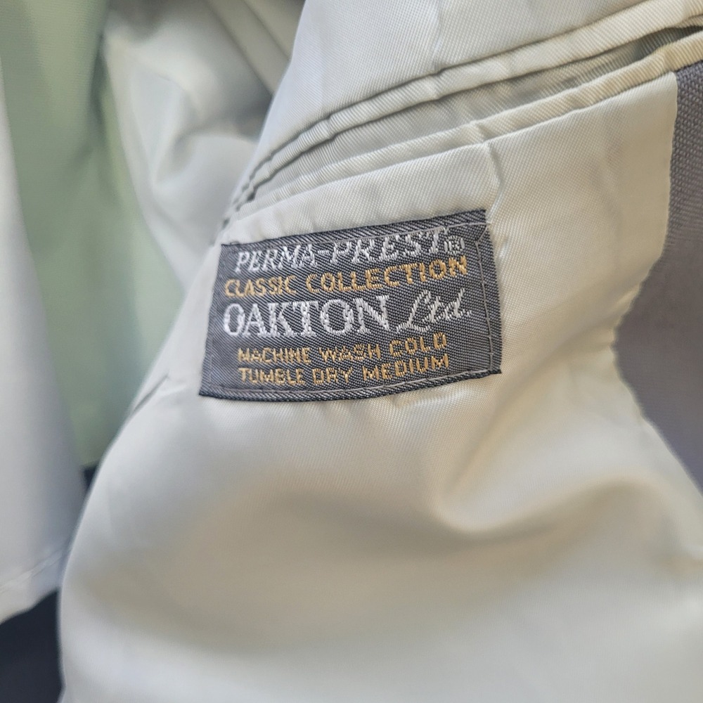 Oakton Gray Two Button Blazer Sportcoat 44R Jacket Perma Press - Picture 11 of 13